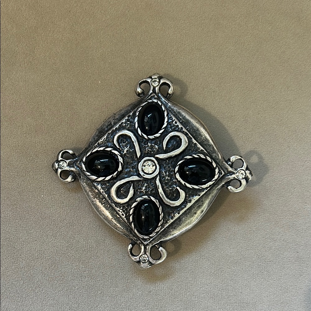 Elegant Black and Silver Women's Belt buckle. Made in Italy